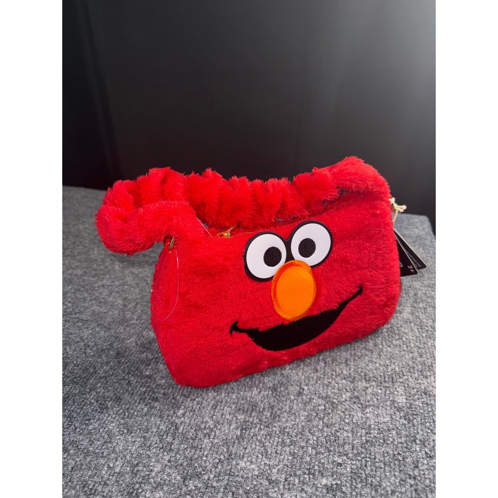 Loungefly Sesame Street Elmo Plush Crossbody Bag Red Faux Fur Handbag NWT